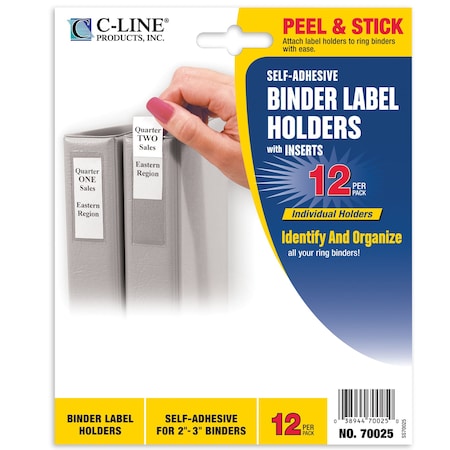 C-Line Products SelfAdhesive Binder Labels, 23 Inch Binders, 2516 x 358, 12PK Set of 5 PK, 60PK 70025-BX